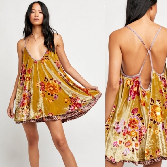 Free People Dresses & Skirts - Free People Two Faced Reversible Velvet Mini Dress